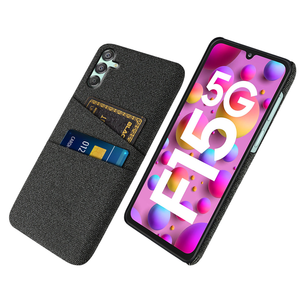 For Samsung Galaxy F15 5G / M15 5G Case Cloth+PC Cell Phone Basic Back Cover with 2 Card Slots For Samsung Galaxy F15 5G / M15 5G Case Cloth+PC Cell Phone Basic Back Cover with 2 Card Slots